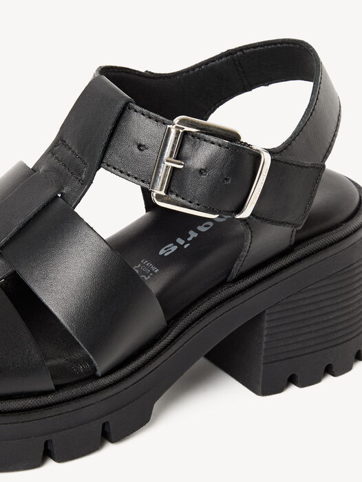 Sandaaltje, BLACK LEATHER, hi-res