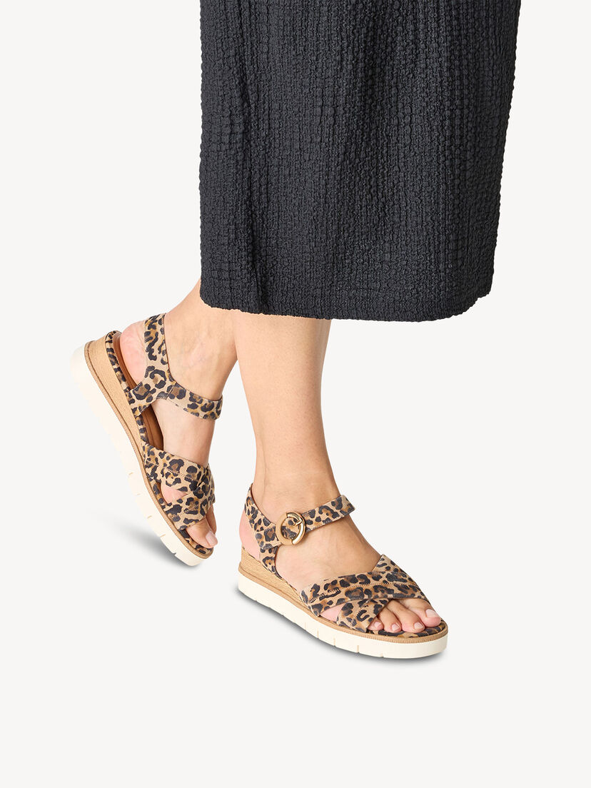 Leren Sandaaltje - bruin, LEOPARD, hi-res