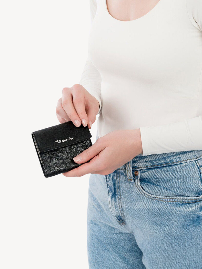 Leren Portemonnee - zwart, black, hi-res