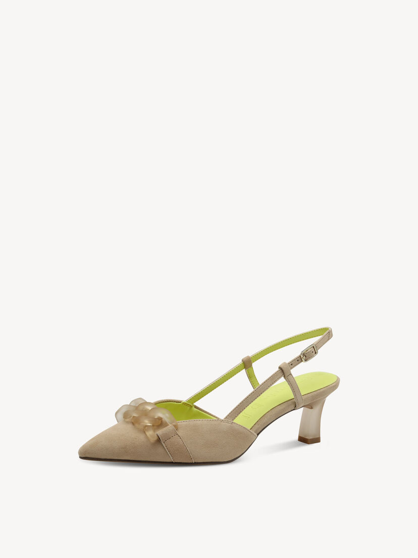 Leren Slingpumps - beige, TAN COMB, hi-res