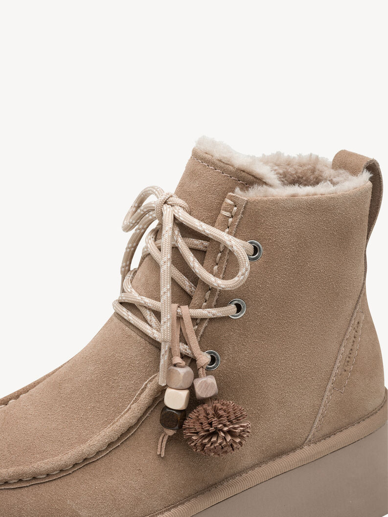 Leather Bootie - beige warm lining, TAUPE, hi-res