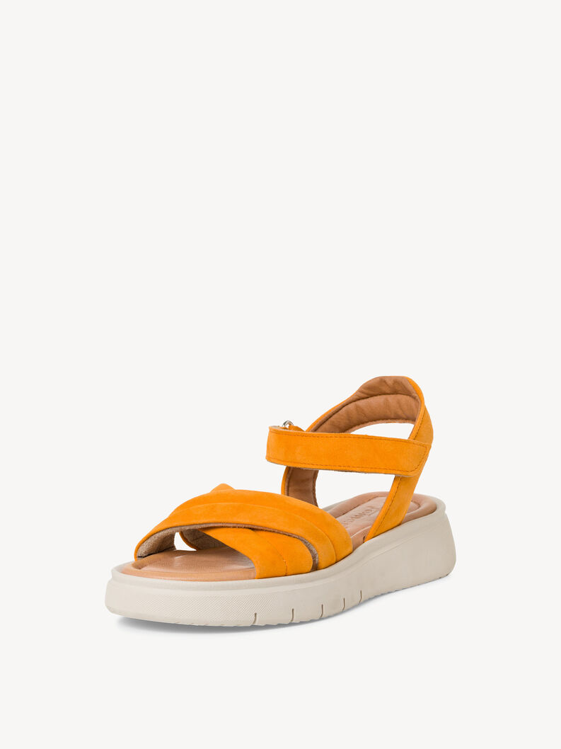 Leather Heeled sandal - orange, orange, hi-res
