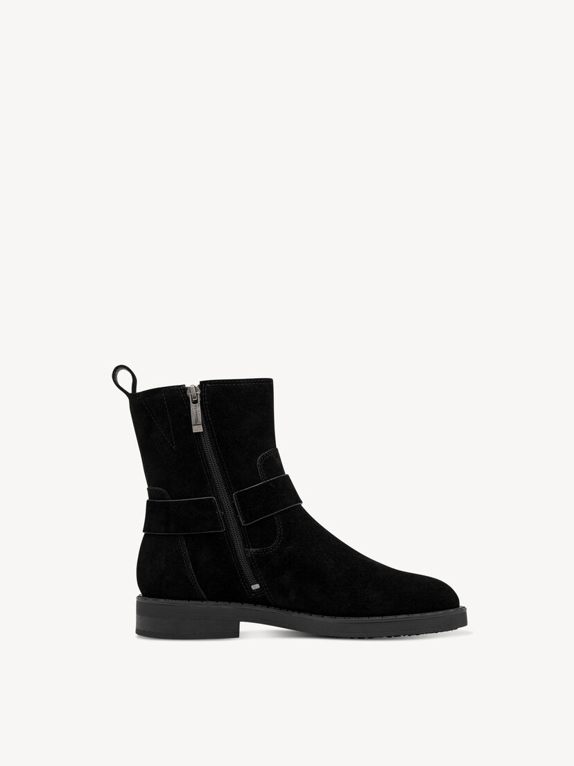 Leren Enkellaarsje - zwart, BLACK, hi-res