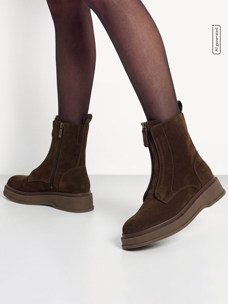 Leather Bootie - brown, BROWN, hi-res