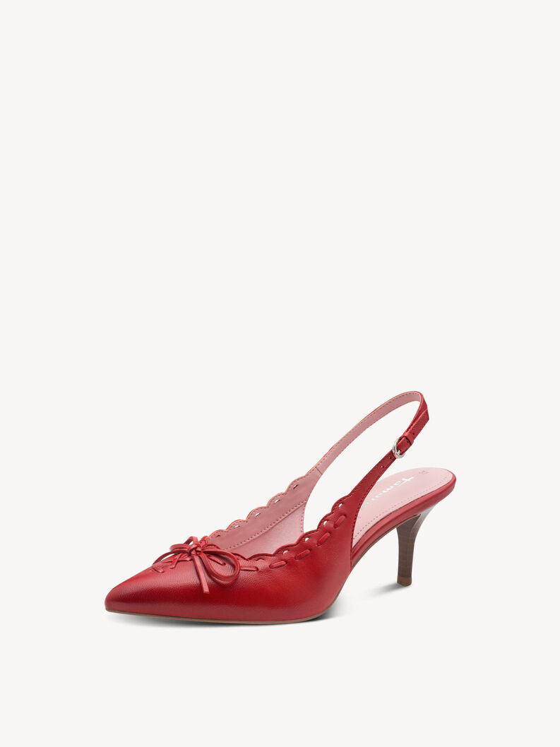 Leather sling pumps - red, RED, hi-res
