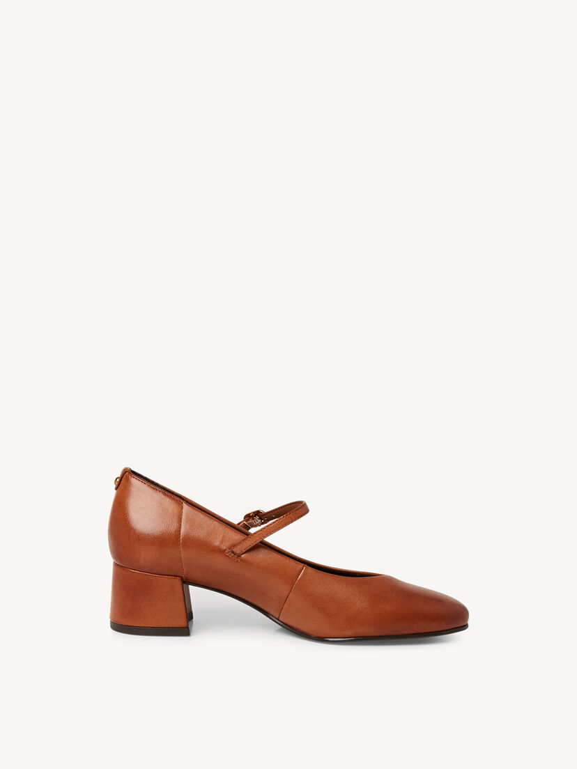 Leren Pumps - bruin, COGNAC LEATHER, hi-res