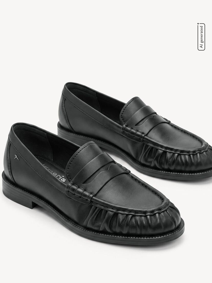 Leren Instappers - zwart, BLACK LEATHER, hi-res