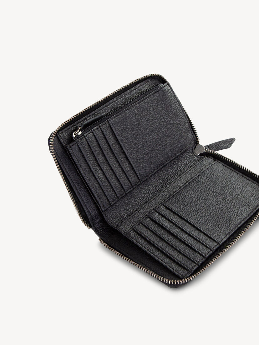 Leren Portemonnee - zwart, black, hi-res