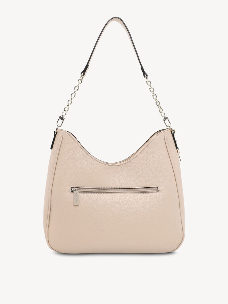 Dos du sac beige en similicuir avec poche zipp&eacute;e