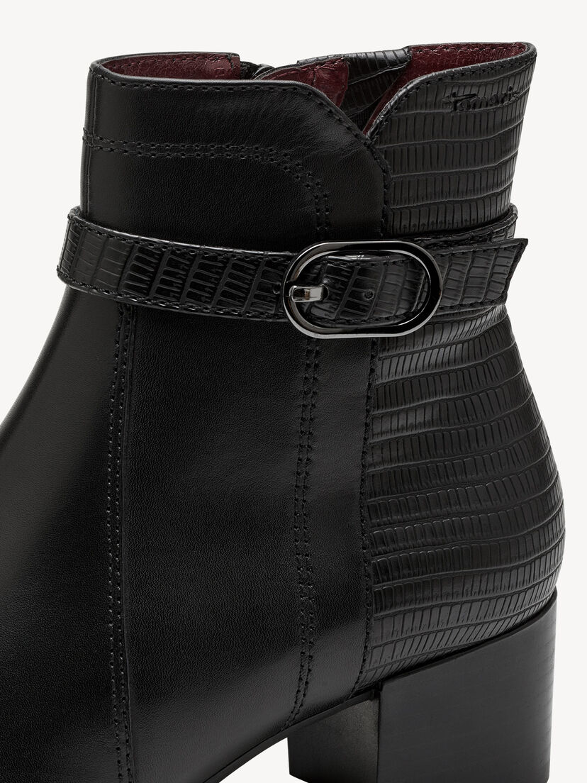 Leren Enkellaarsje - zwart, BLACK, hi-res