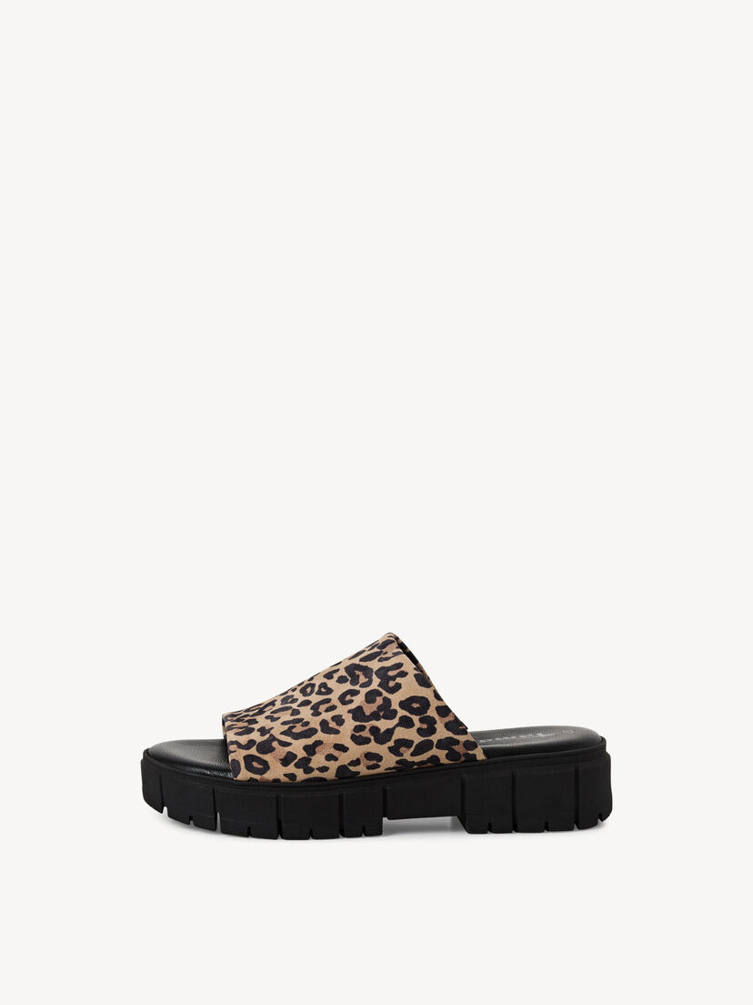 Leren Slipper - bruin, LEOPARD, hi-res