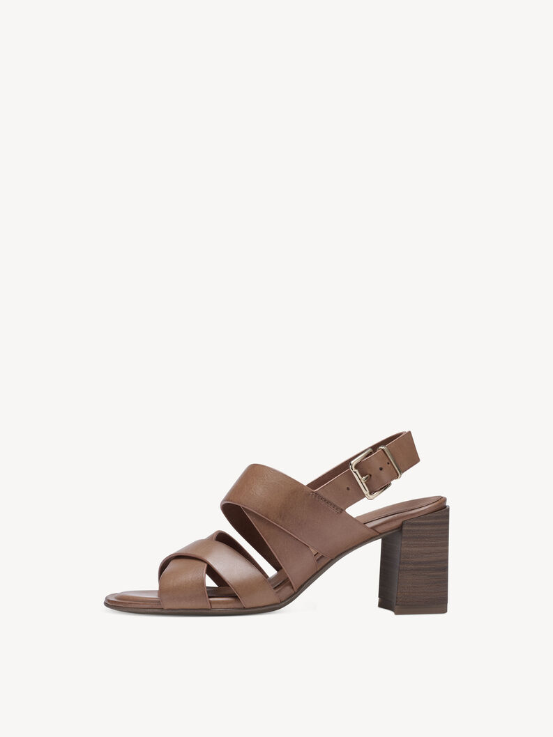Leather Heeled sandal - brown, NUT UNI, hi-res