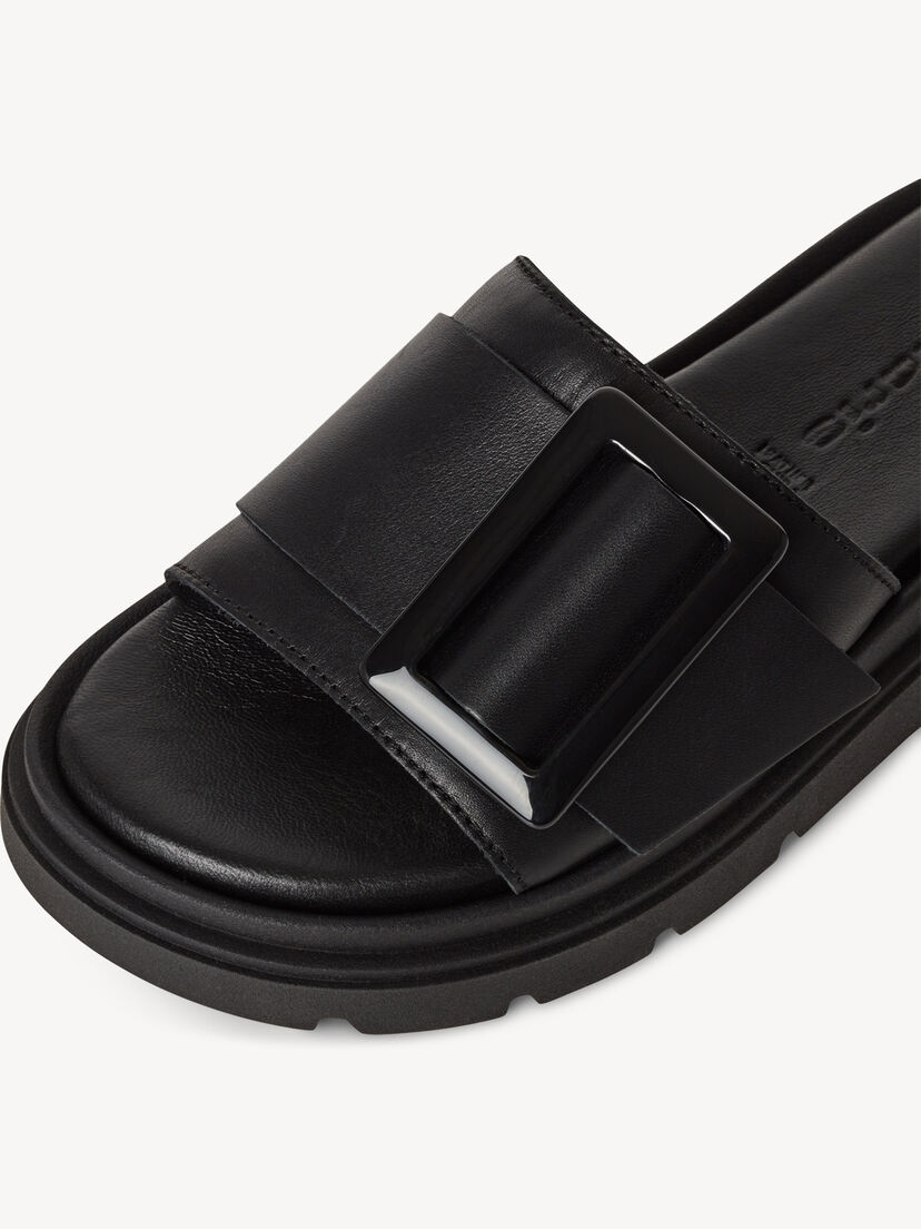 Leren Slipper - zwart, BLACK, hi-res