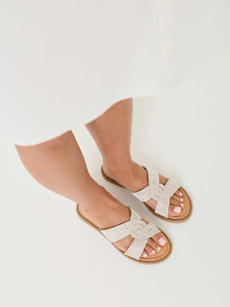 Mule en cuir - m&eacute;tallique, SILVER GLAM, hi-res