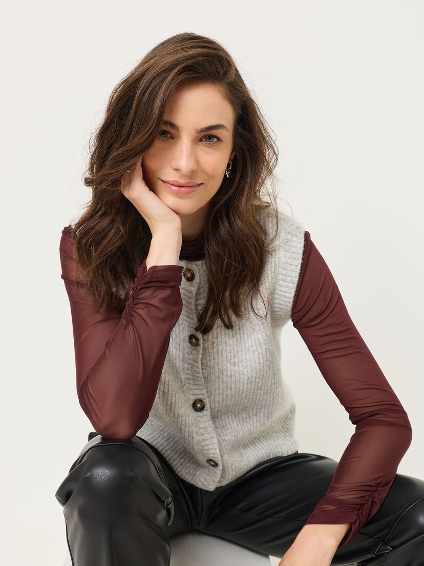 Gebreide spencer, Light Grey Melange, hi-res