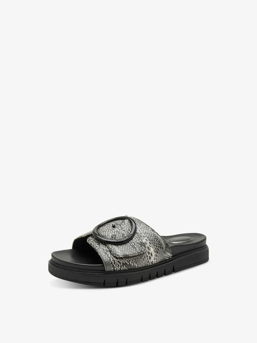 Leren Slipper - zwart, BLACK SNAKE, hi-res
