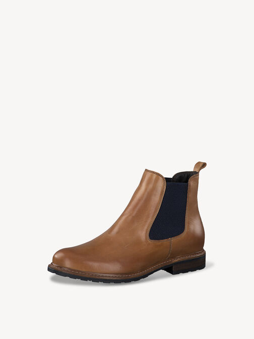 Leder Chelsea Boot - braun, NUT LEA./BLUE, hi-res