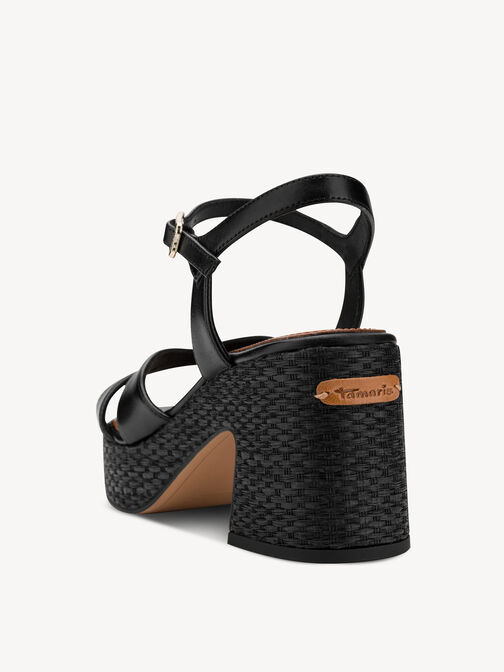 Heeled sandal, BLACK LEATHER, hi-res