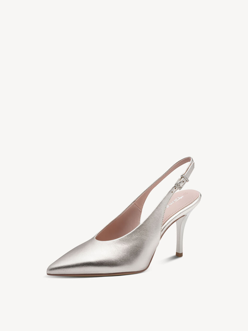 Leren Slingpumps - metallic, PLATINUM, hi-res
