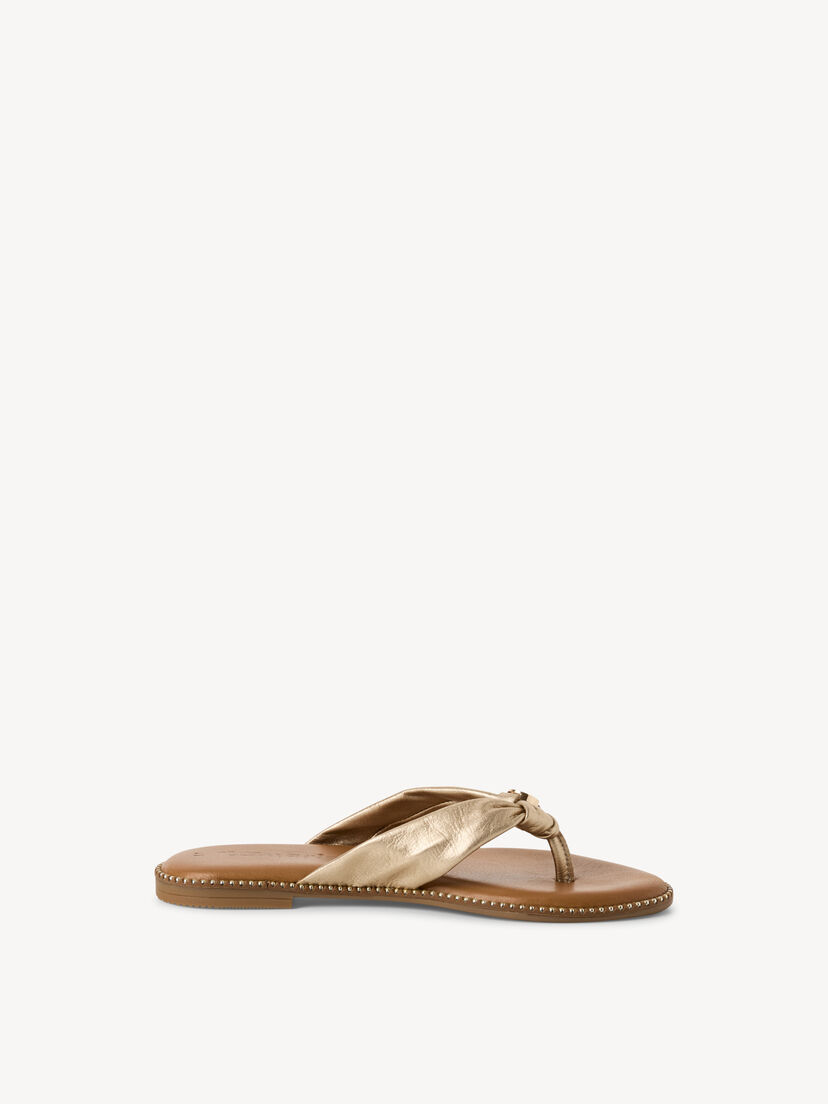 Leren Flip Flops - goud, LIGHT GOLD, hi-res