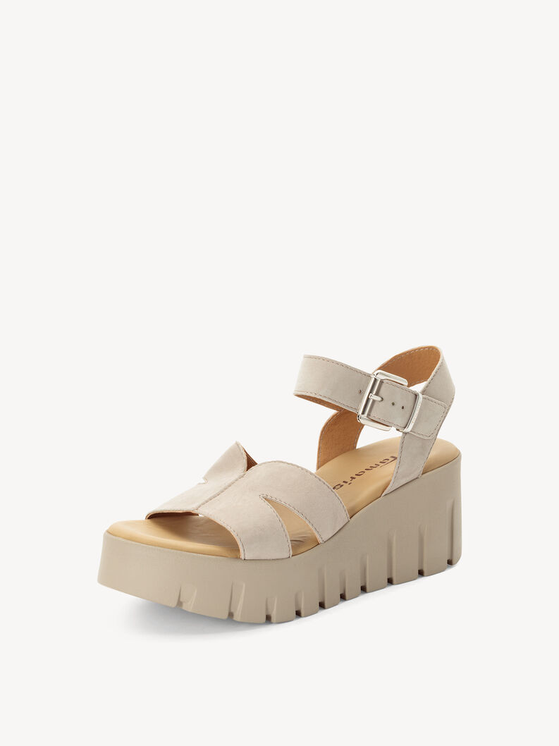 Ledersandalette - beige, TAUPE, hi-res