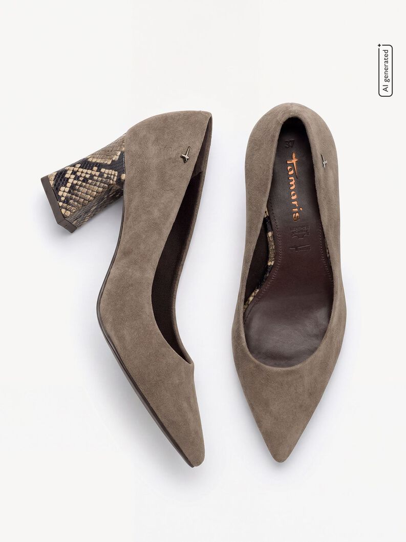 Leather Pumps - brown, TAUPE COMB, hi-res