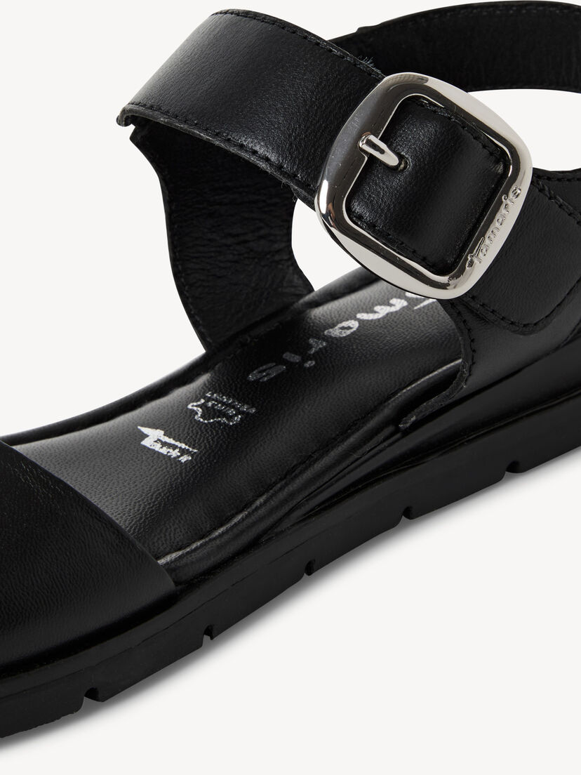 Leren Sandaal - zwart, BLACK, hi-res