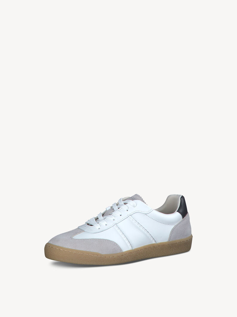 Leather Sneaker - white, WHITE/GREY, hi-res