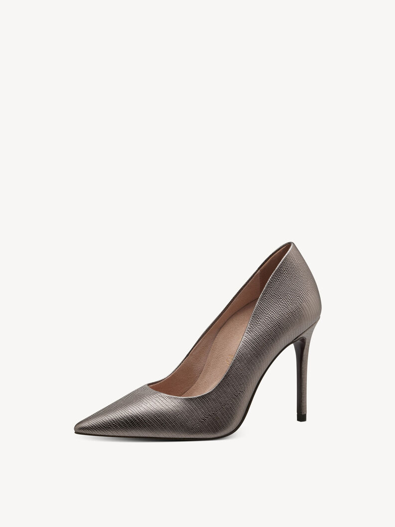 Lederpumps - metallic, PEWTER, hi-res