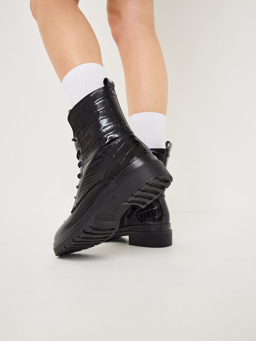 Enkellaarsje, BLACK CROCO, hi-res