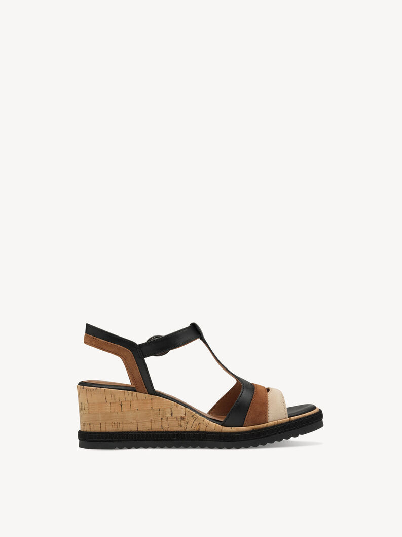 Leather Heeled sandal - black, BLACK COMB, hi-res