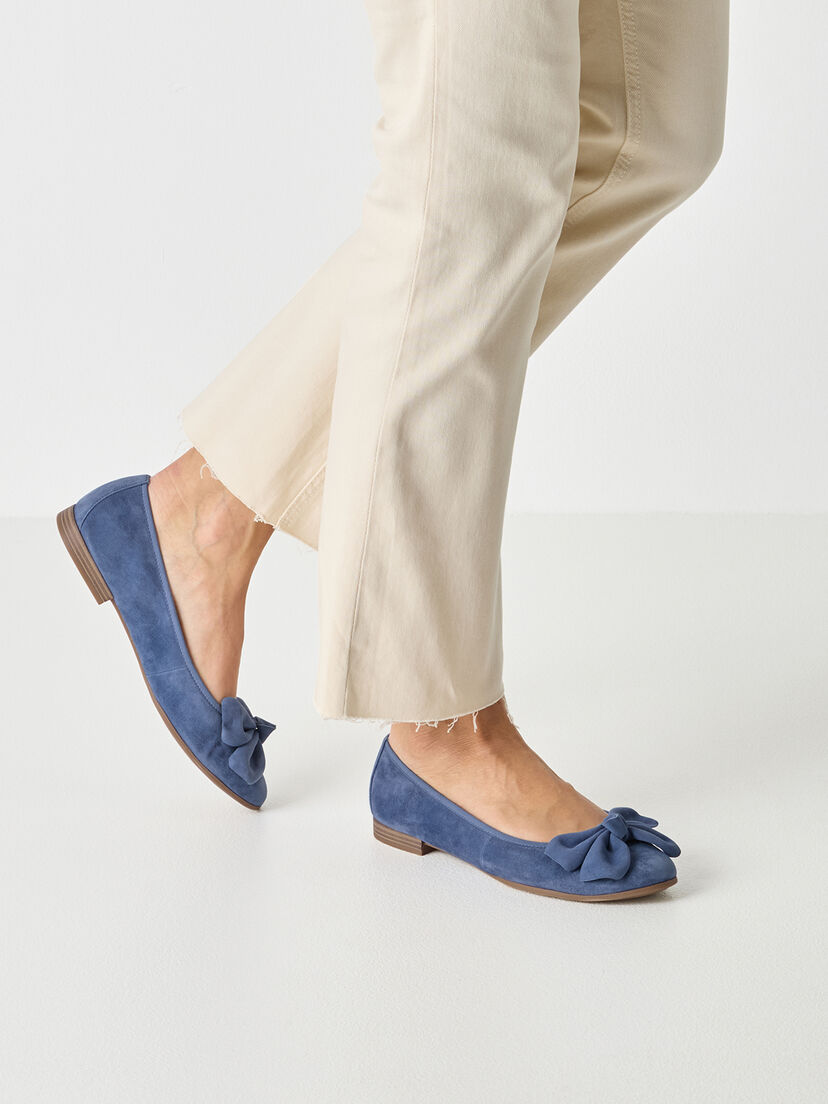 Leren Ballerina - blauw, BLUE, hi-res