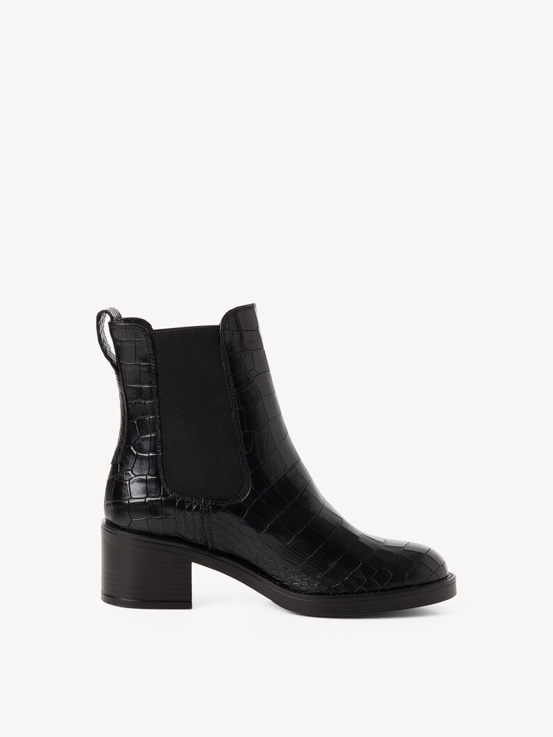 Bottine Chelsea en cuir - noir, BLACK CROCO, hi-res