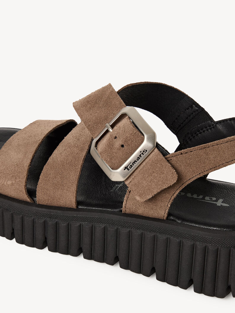 Ledersandalette - braun, TAUPE, hi-res