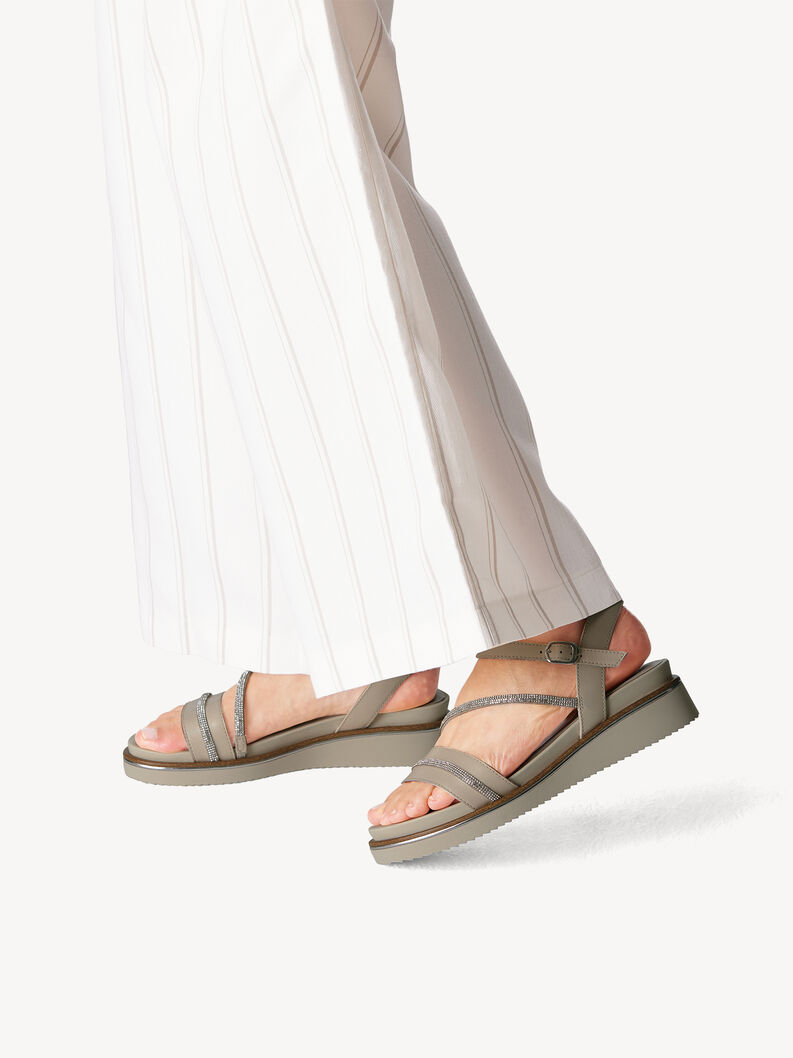 Leather Heeled sandal - beige, IVORY, hi-res