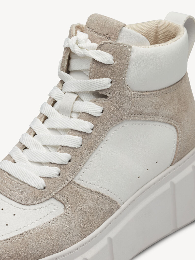 Leather Sneaker - white, WHITE/BEIGE, hi-res