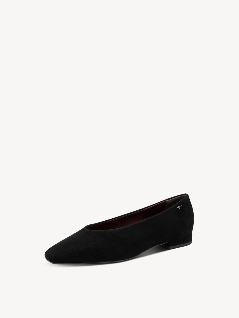 Leren Ballerina - zwart, BLACK, hi-res