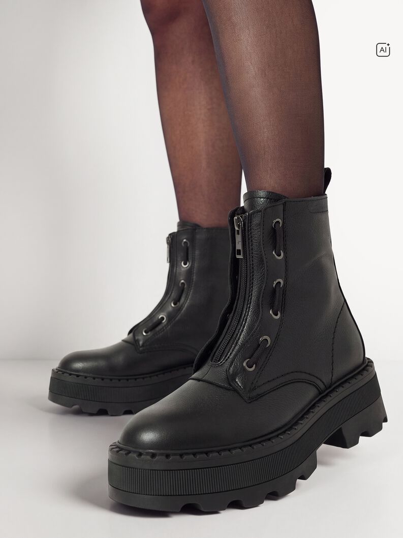 Lederstiefelette - schwarz, BLACK, hi-res