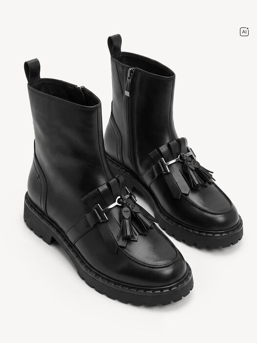 Enkellaarsje, BLACK LEATHER, hi-res
