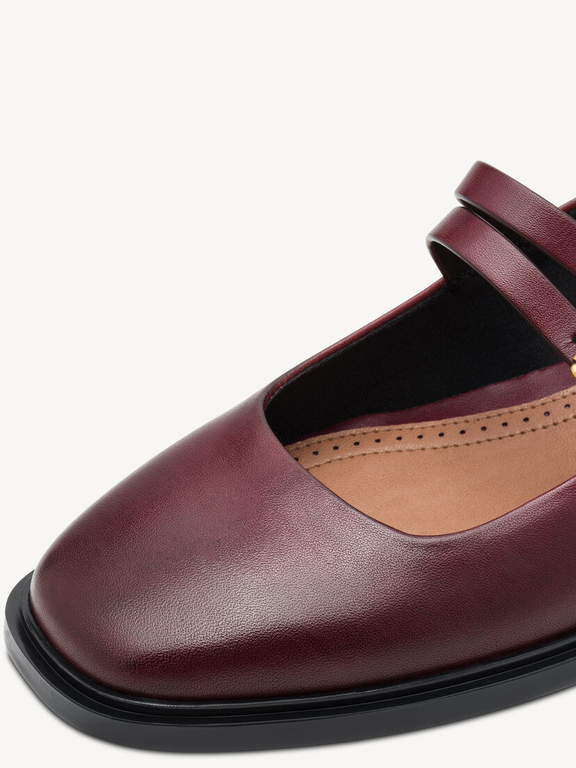 Leren Ballerina - rood, MERLOT, hi-res