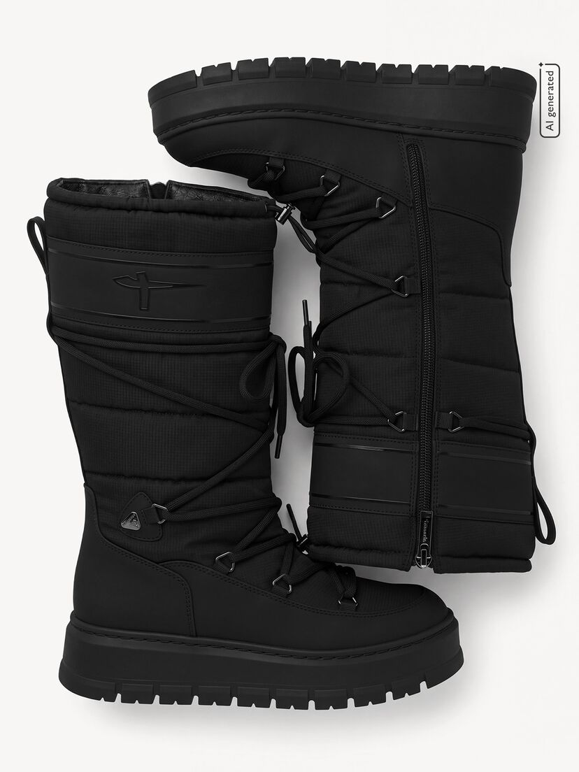 Enkellaarsje - zwart warme voering, BLACK, hi-res