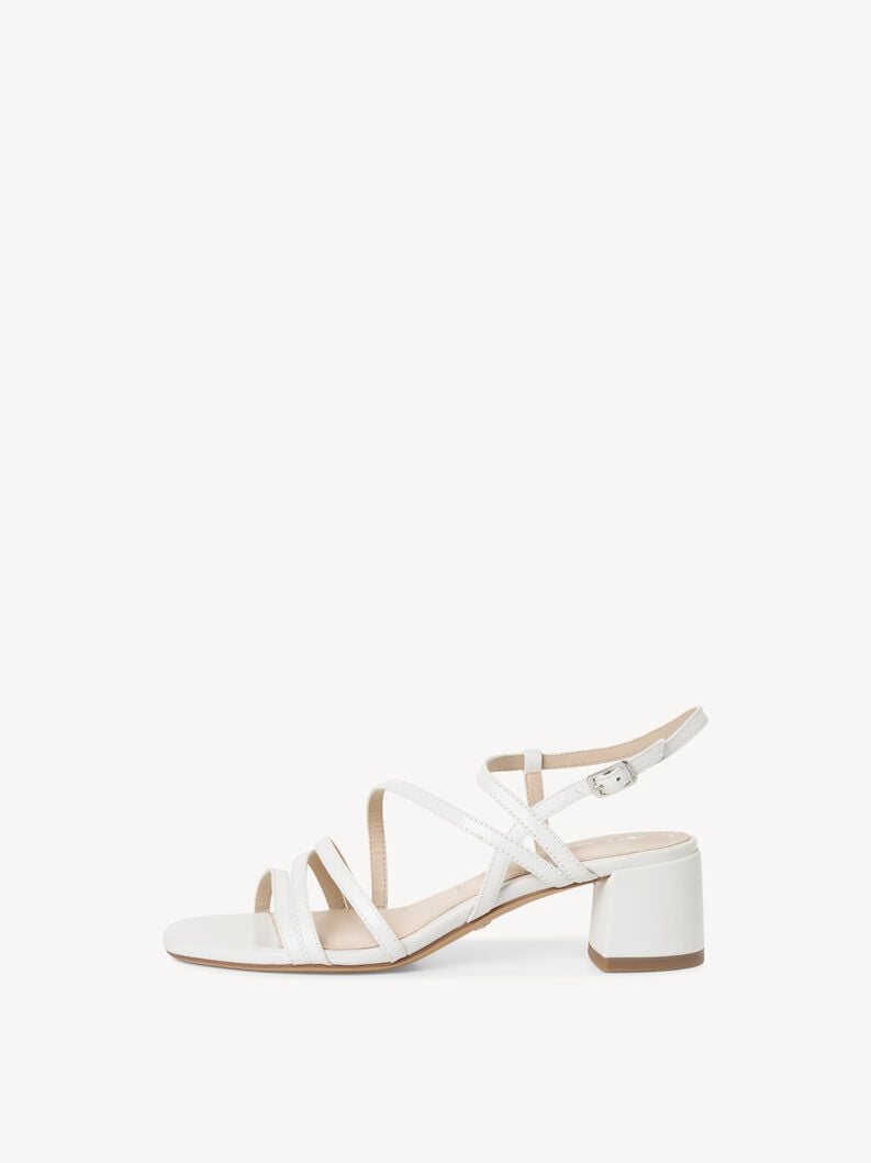 Sandale à talon en cuir - blanc, WHITE, hi-res