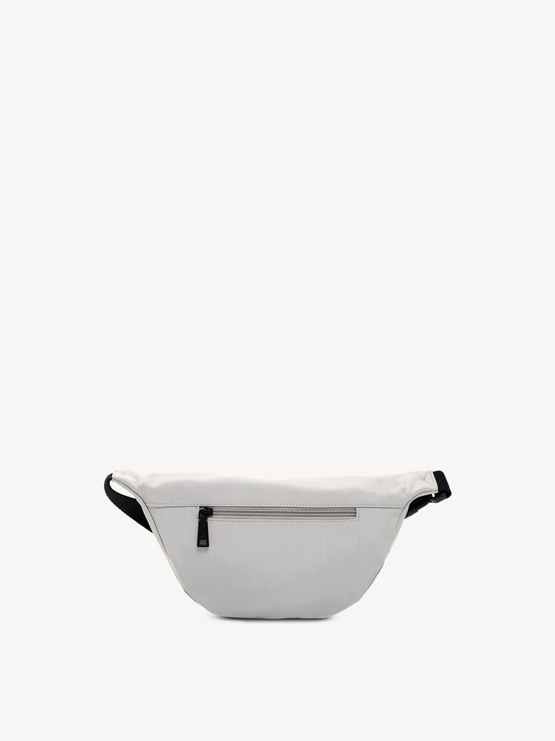 Light grey Tamaris nylon waist bag with back zipper and black belt