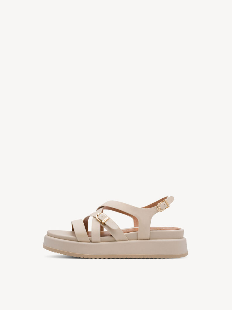 Sandale &agrave; talon en cuir - beige, 418, hi-res