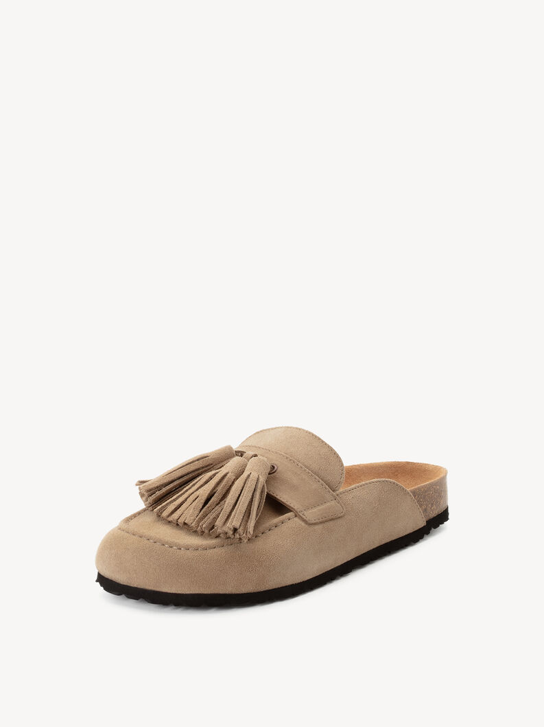 Lederpantolette - beige, TAUPE, hi-res