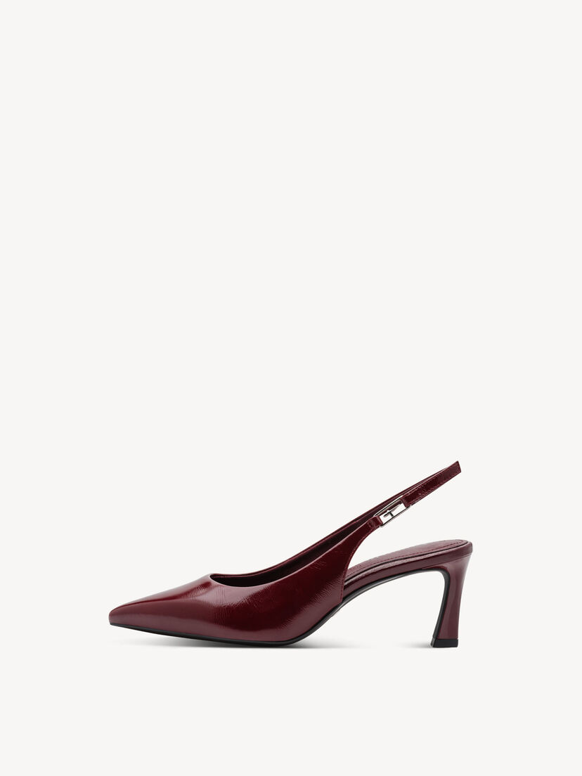 Leren Slingpumps - rood, MERLOT, hi-res