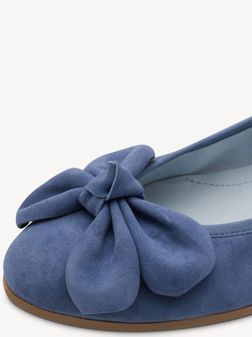 Leren Ballerina - blauw, BLUE, hi-res