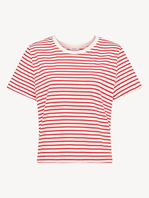 T-shirt, Goji Berry / Bright White Striped Tee, hi-res