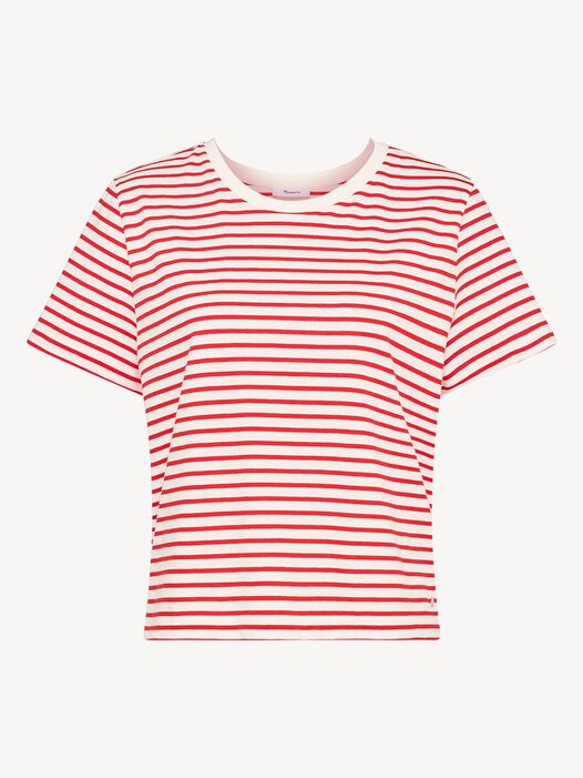 T-shirt, Goji Berry / Bright White Striped Tee, hi-res