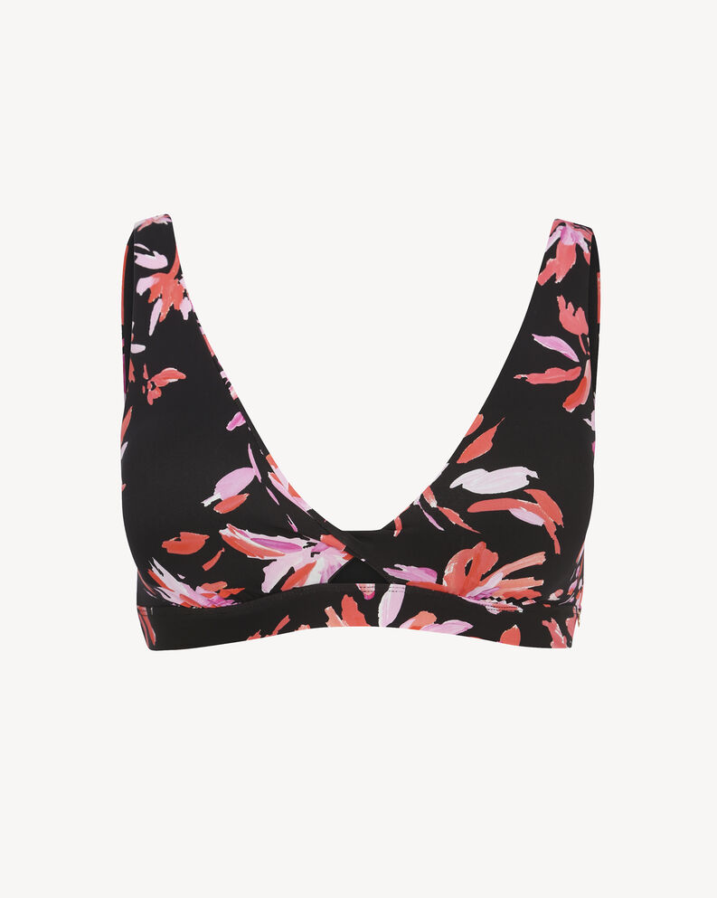 Bikini Top - schwarz, Pink Flower AOP, hi-res